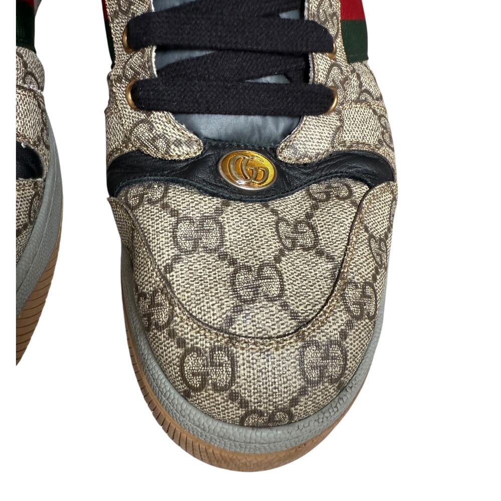 Gucci Screener canvas beige brown red green low top Sneakers size 10 Mens - Picture 4 of 13